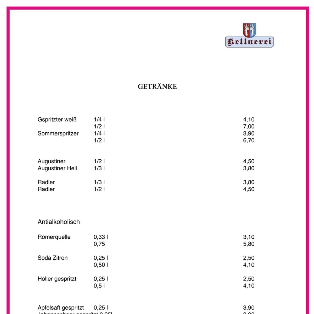 Speisekarte photo 3