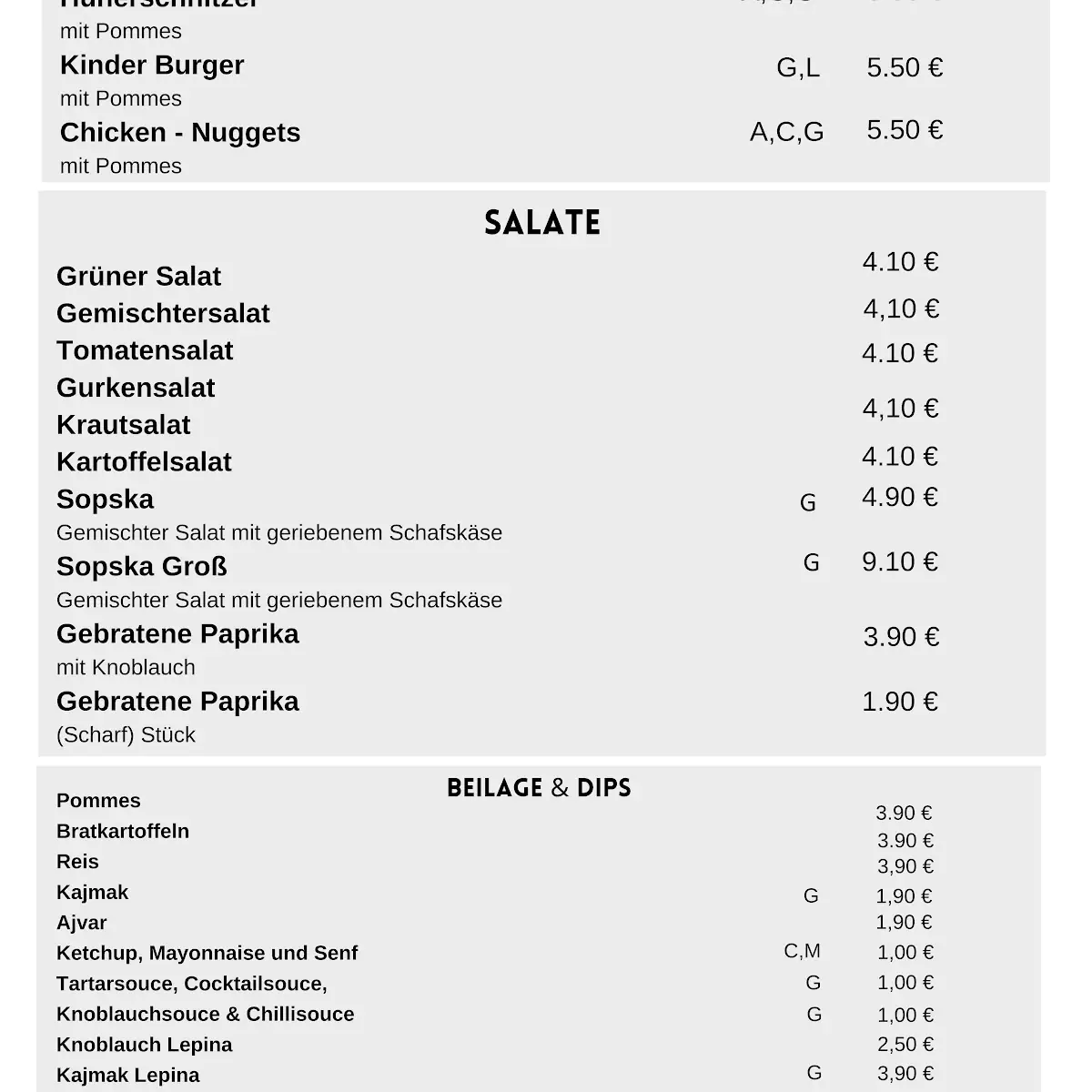 Speisekarte photo 2