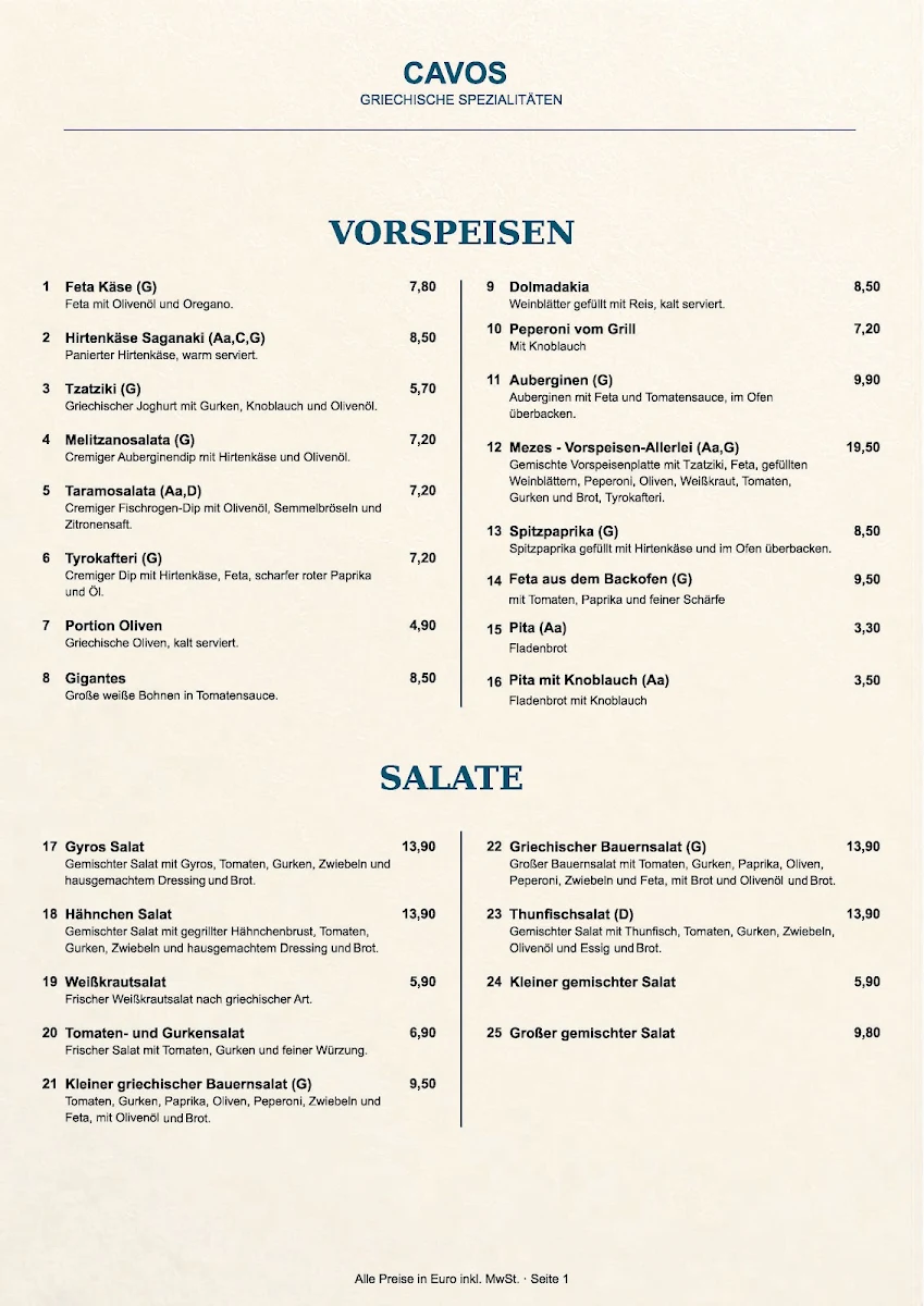 Speisekarte photo 1