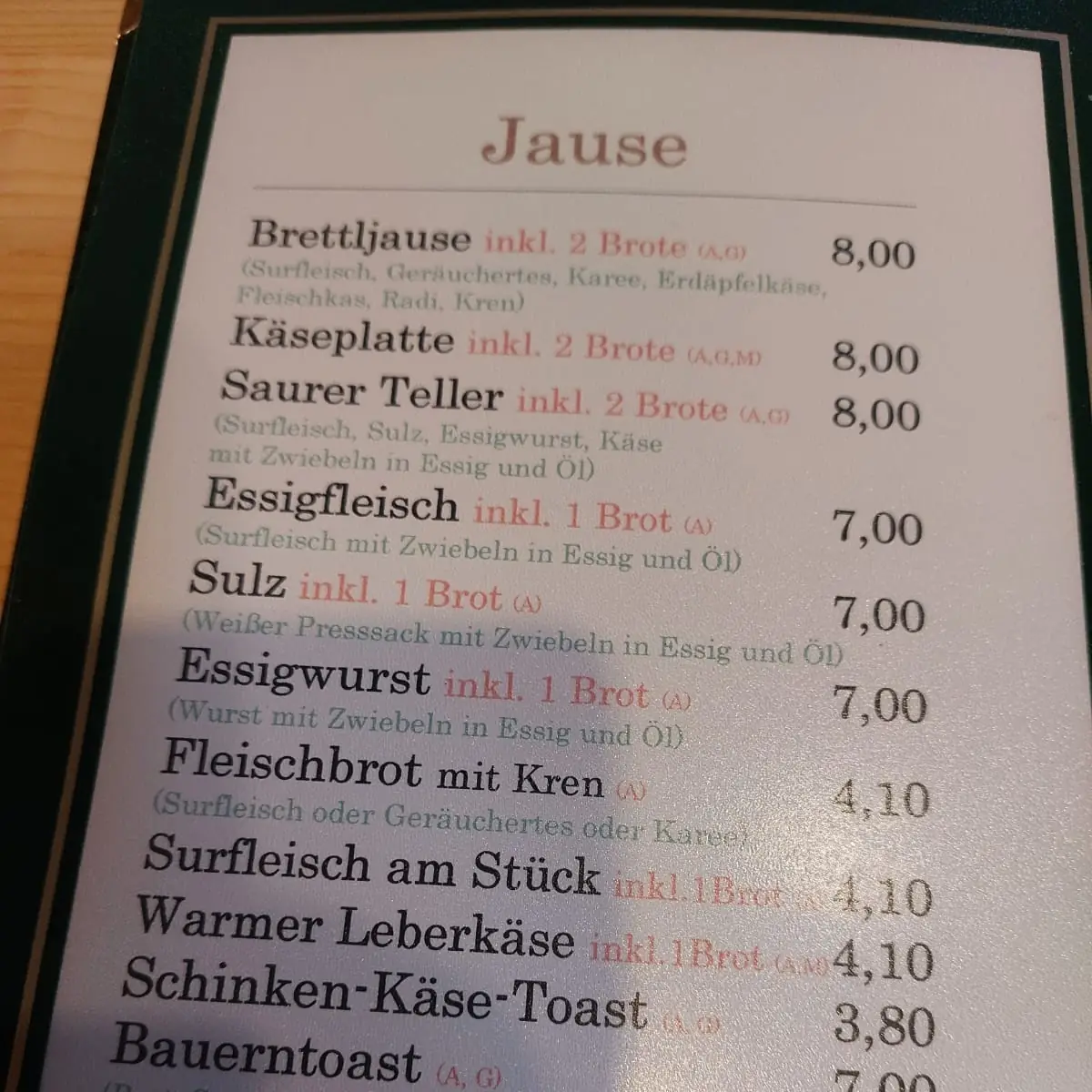 Speisekarte photo 1