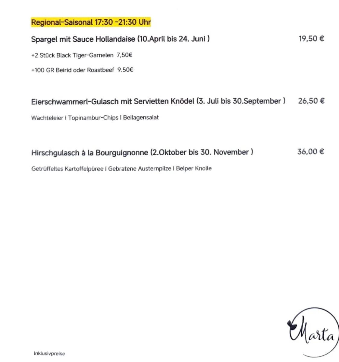 Speisekarte photo 5