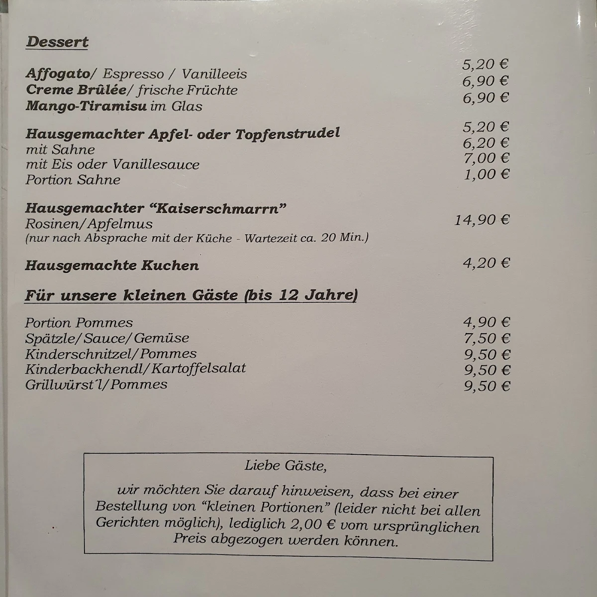 Speisekarte photo 2