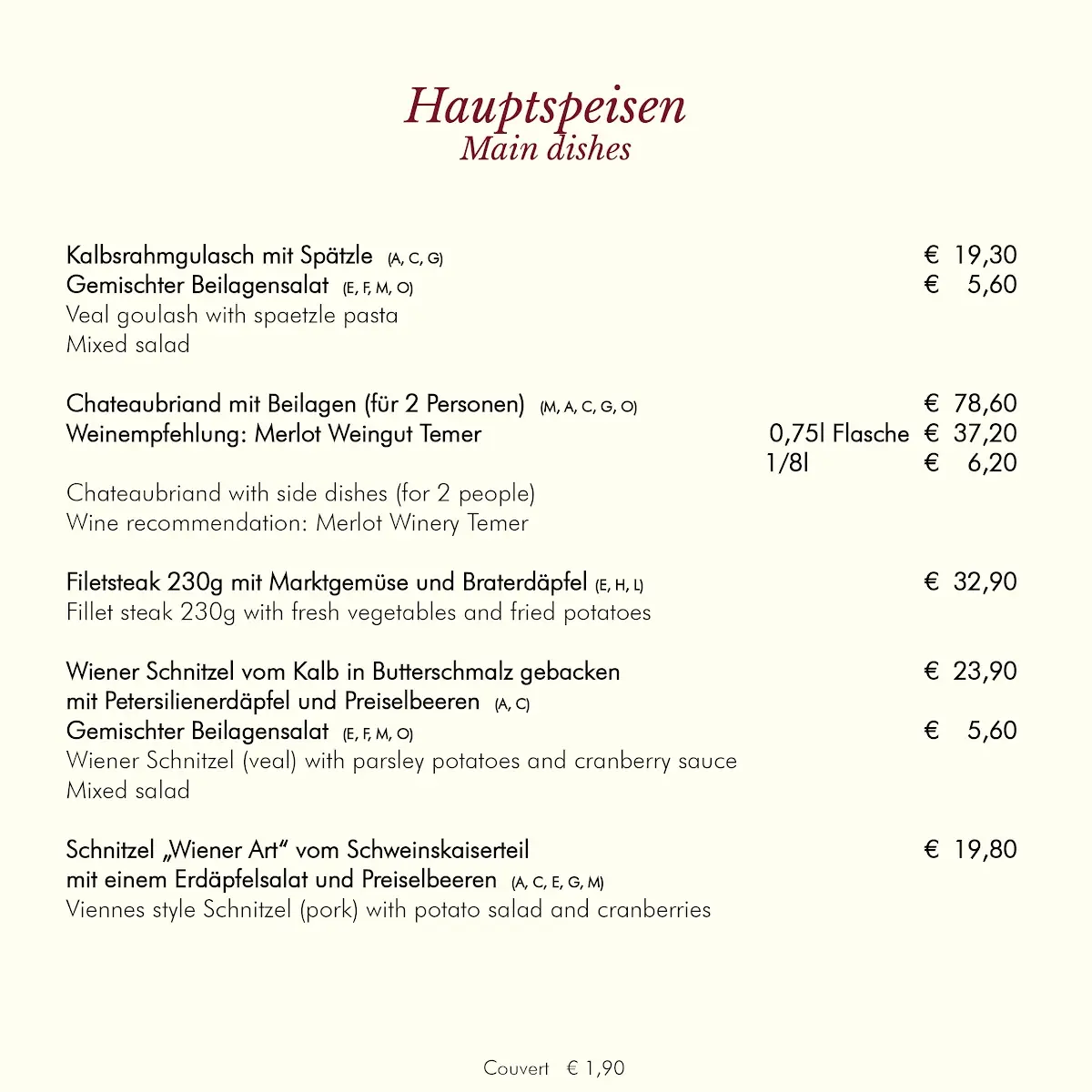 Speisekarte photo 1