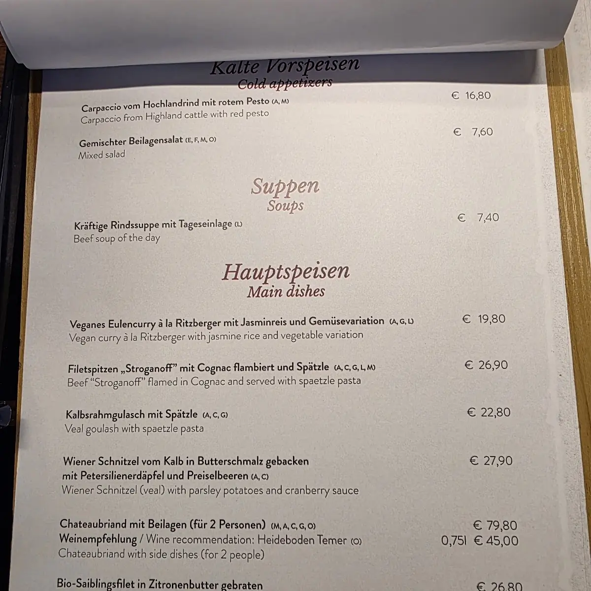 Speisekarte photo 2
