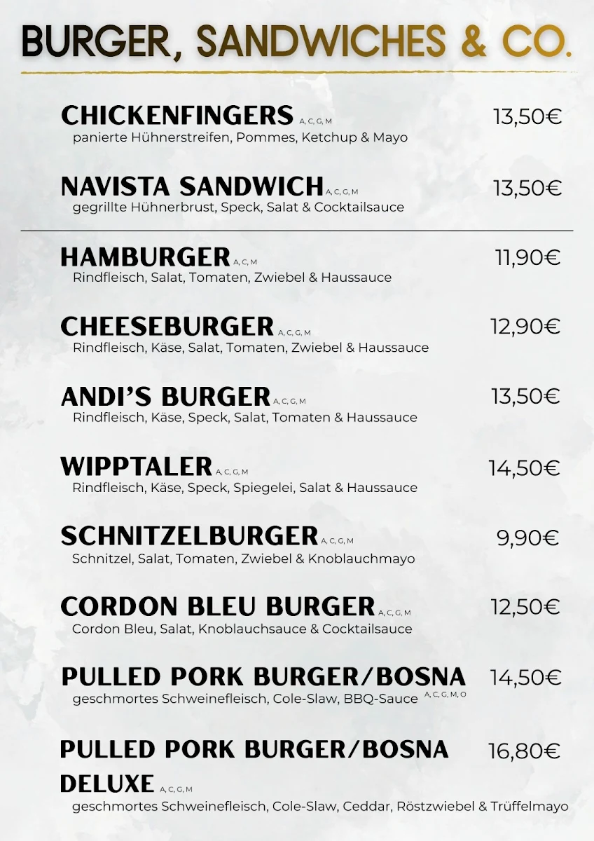 Speisekarte, Andi's Foodtruck
