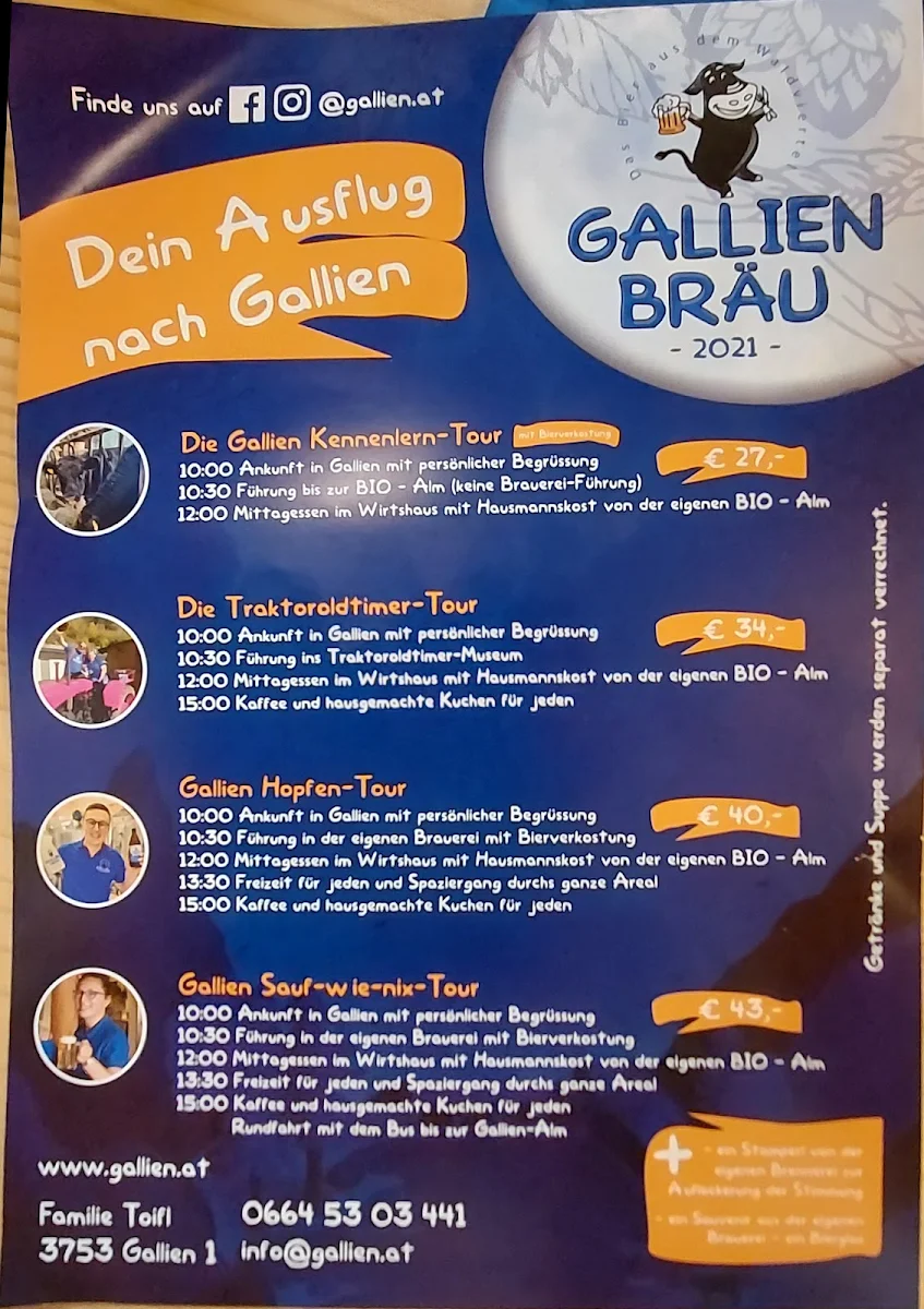 Speisekarte, Gallien - Gallien Bräu