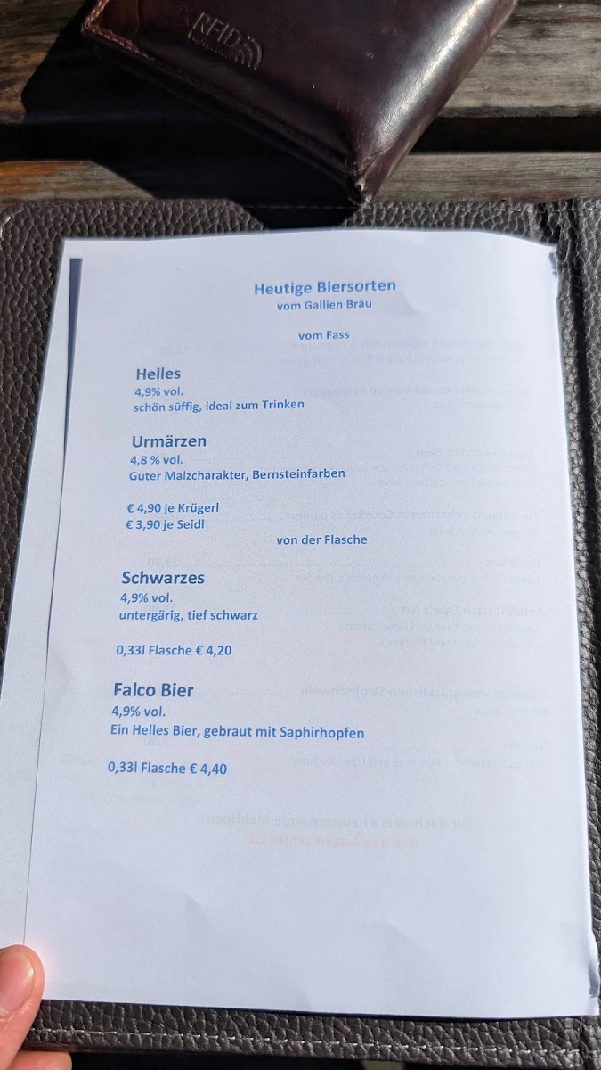 Speisekarte, Gallien - Gallien Bräu