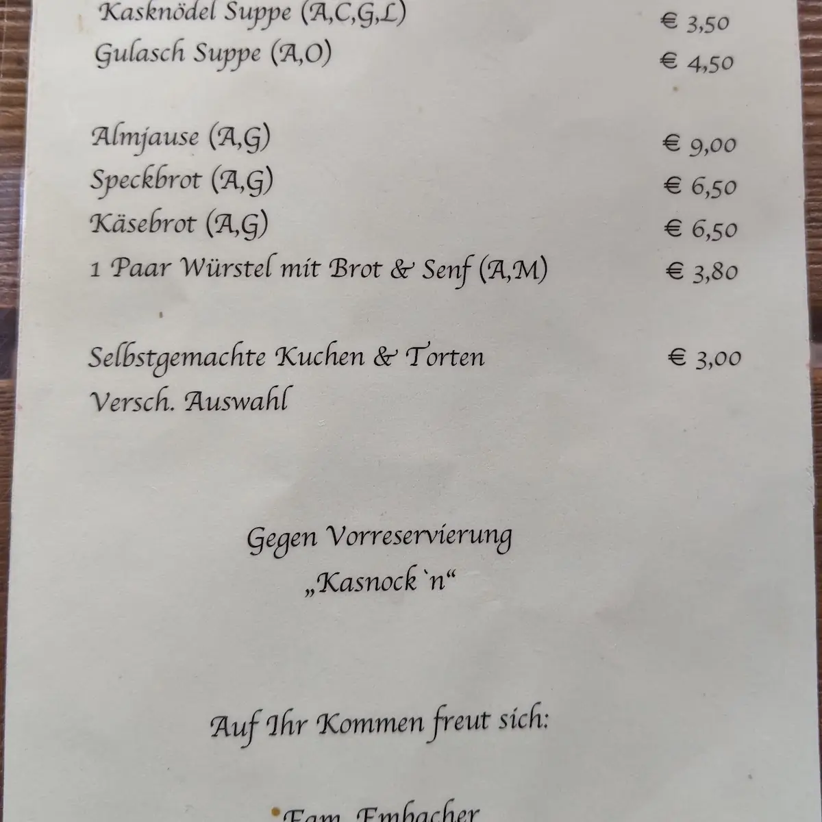 Speisekarte photo 1