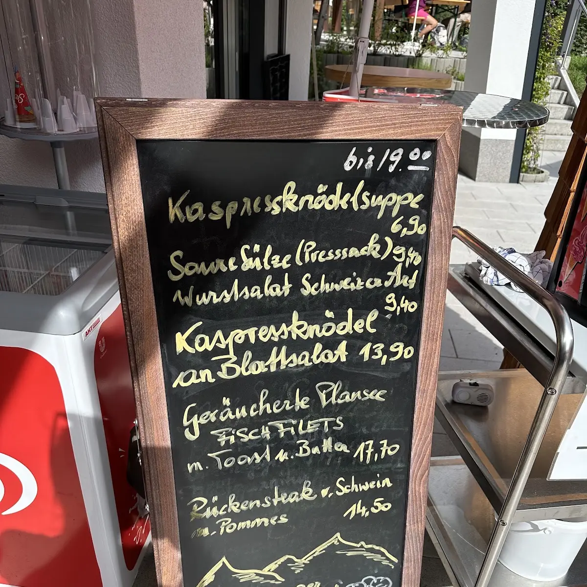 Speisekarte, Griessers Seespitzkiosk und Camping