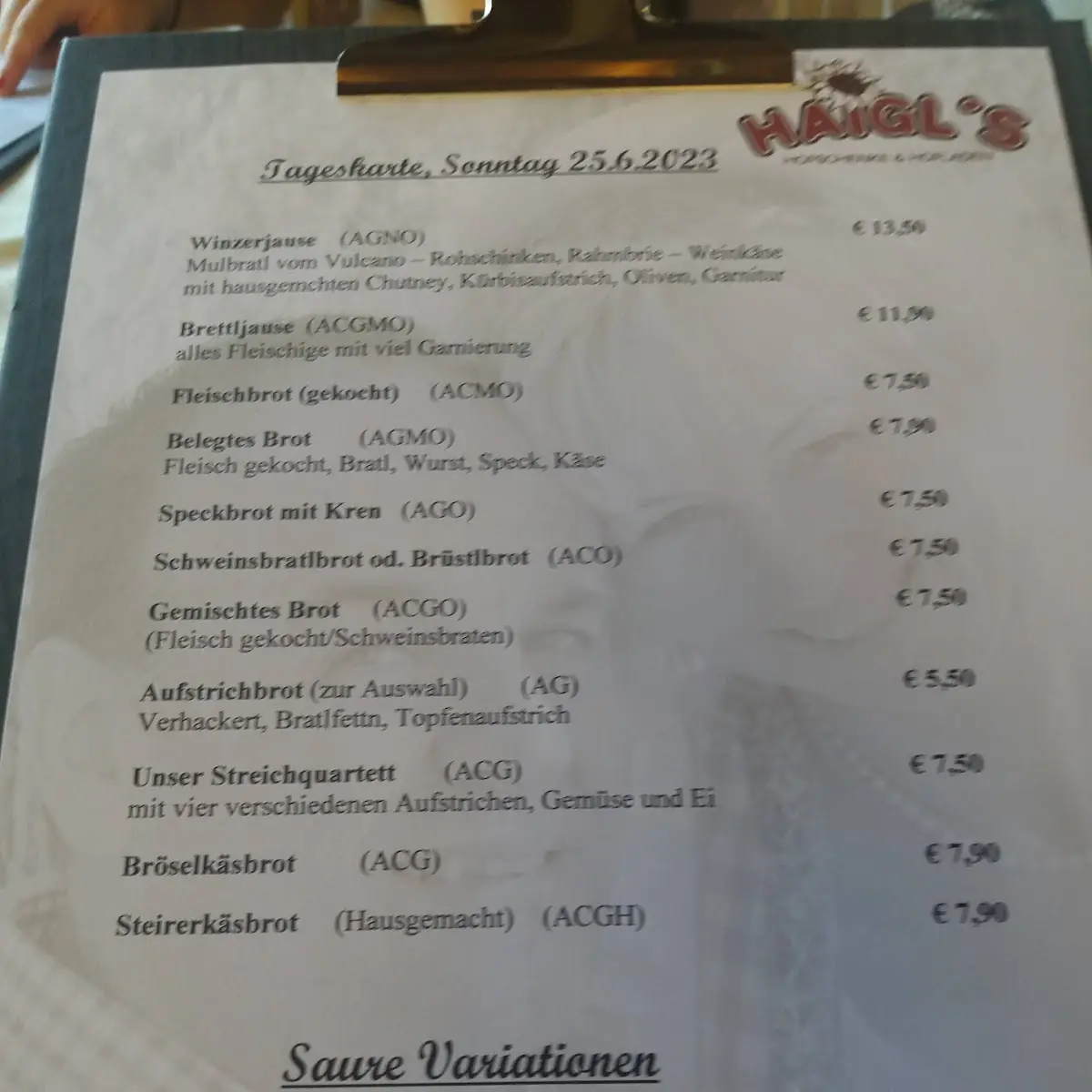 Speisekarte photo 1