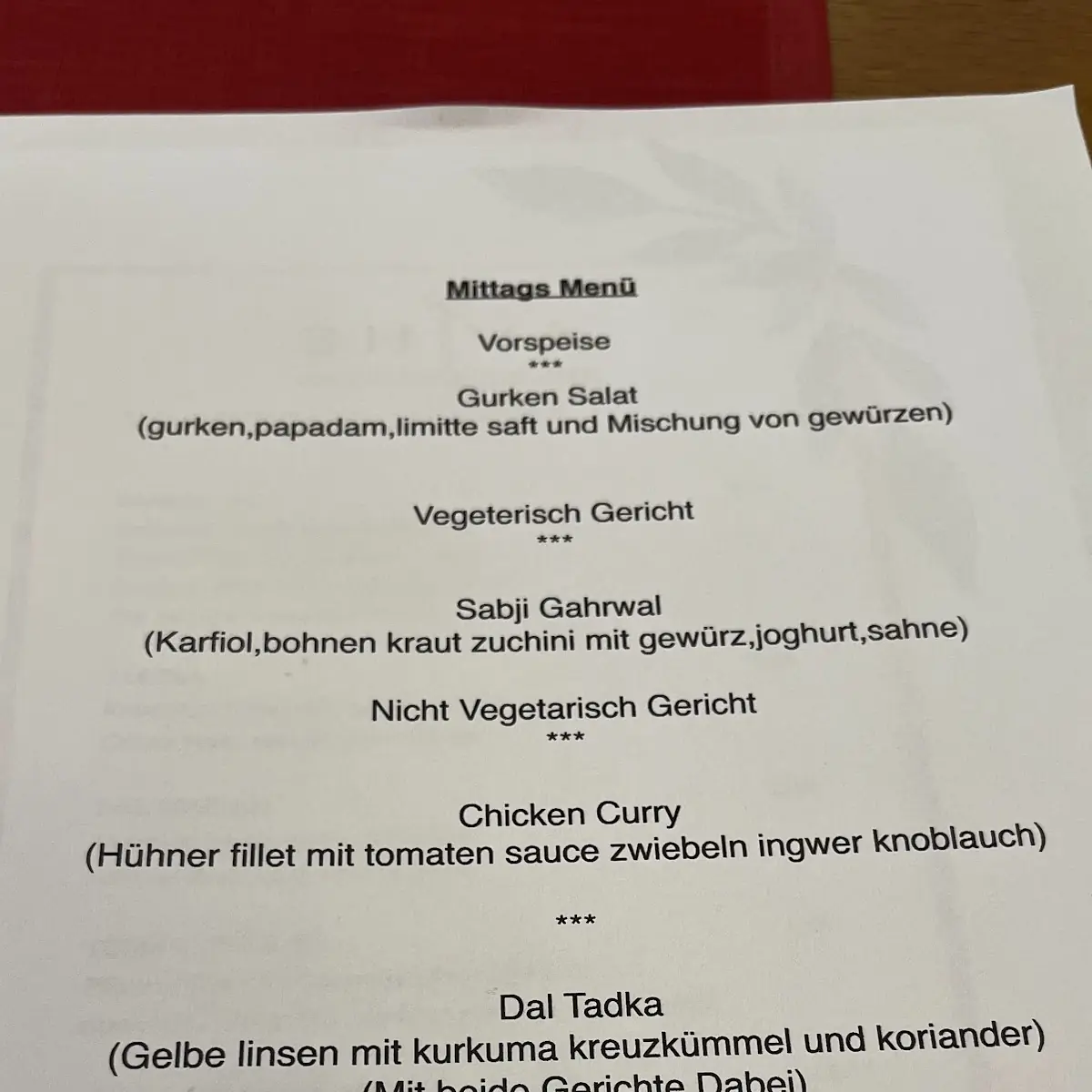 Speisekarte photo 2