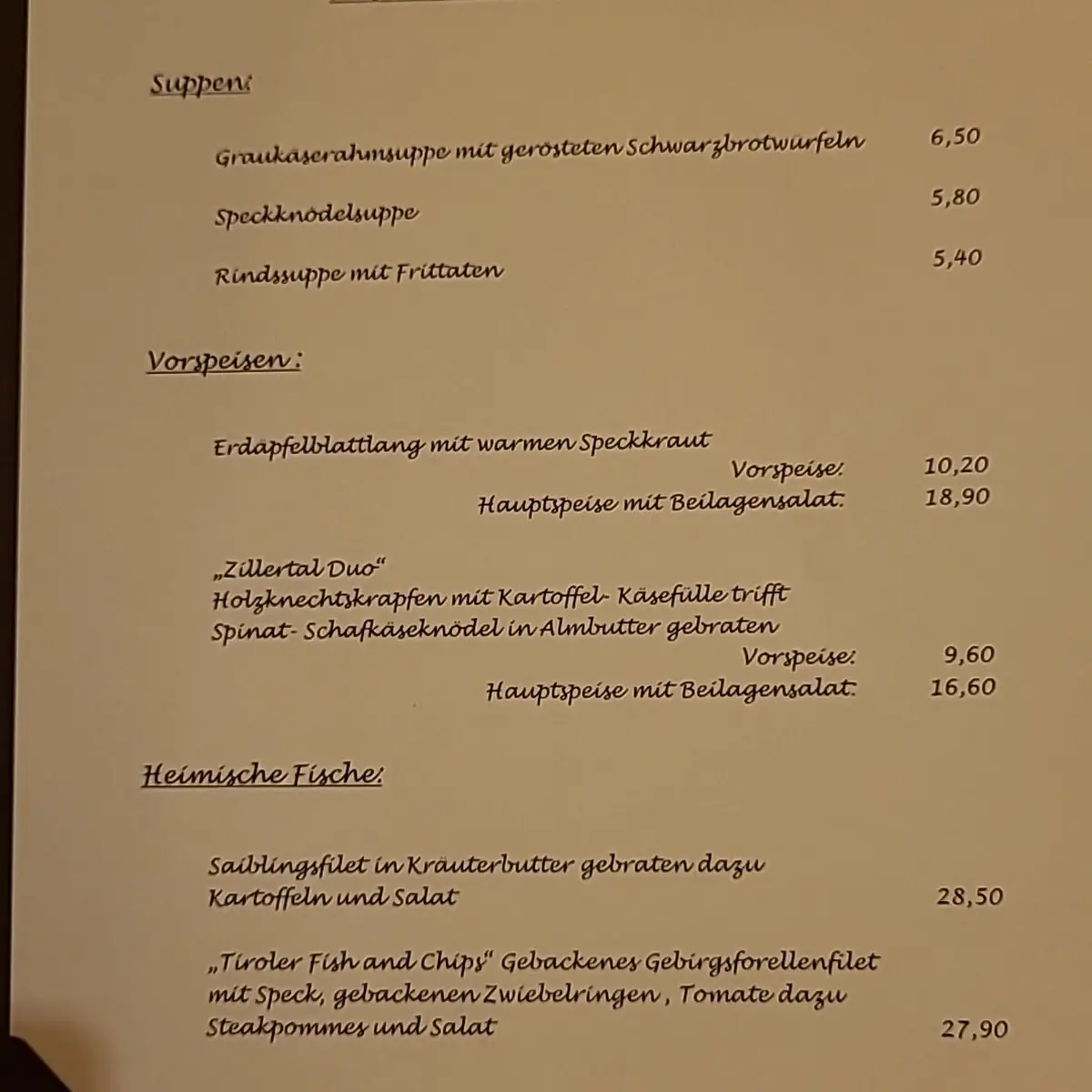 Speisekarte photo 2