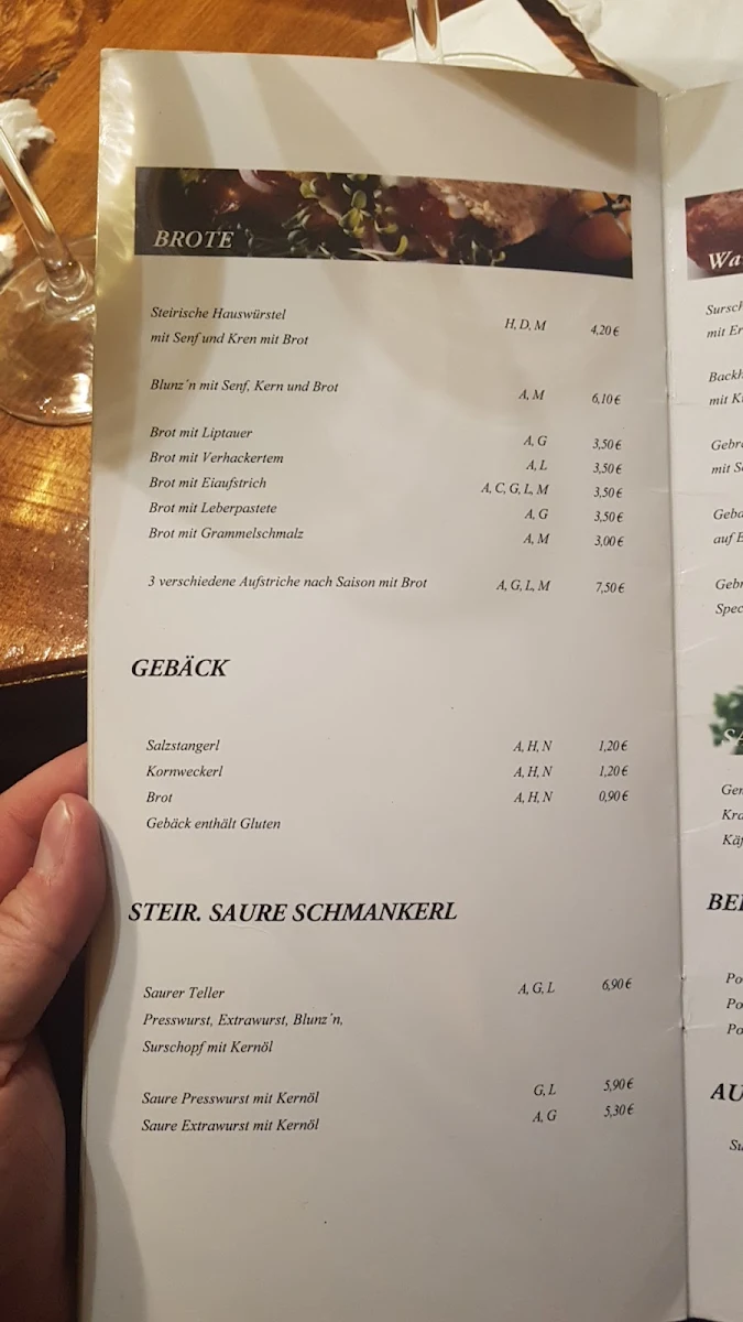 Speisekarte, Fritzi’s