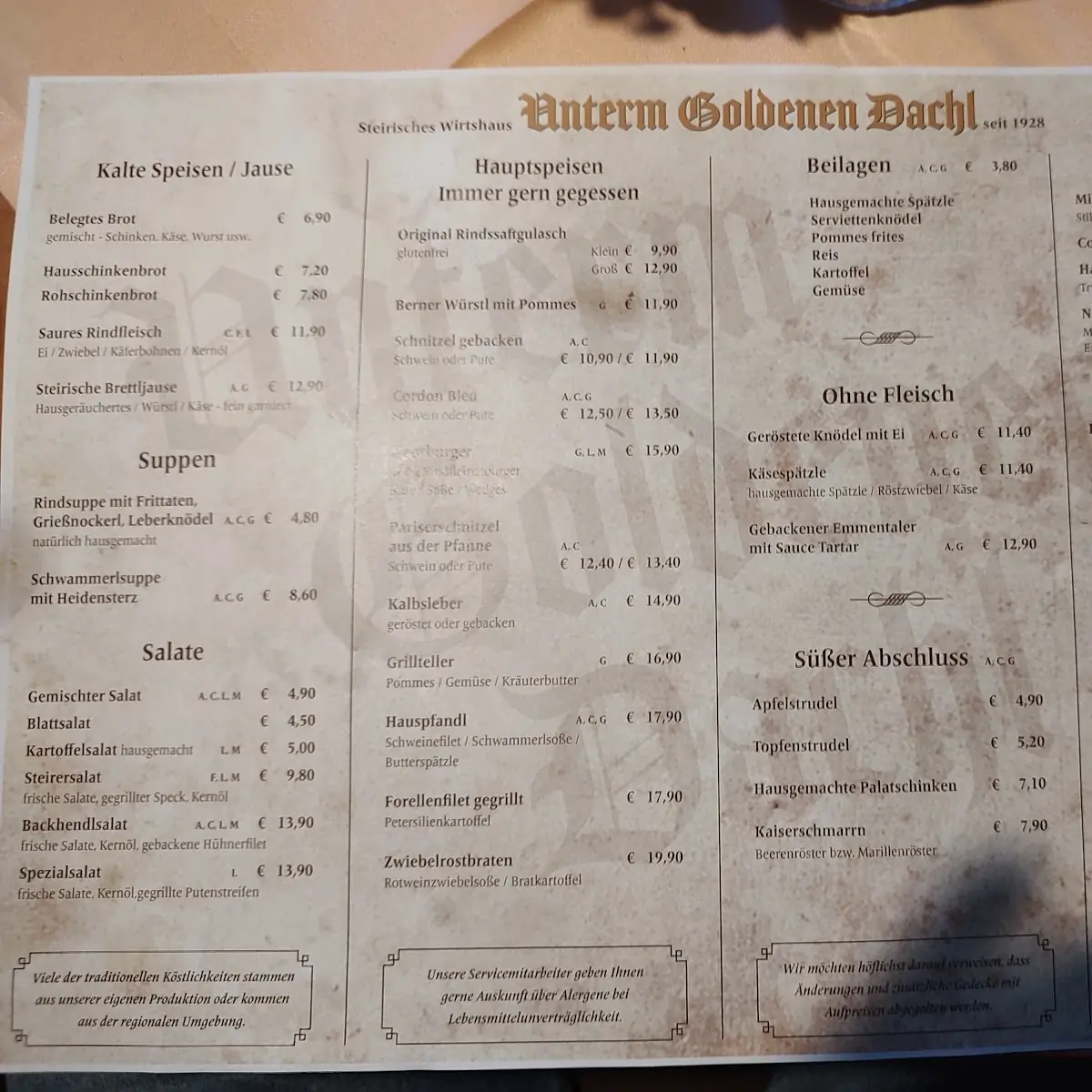 Speisekarte photo 1