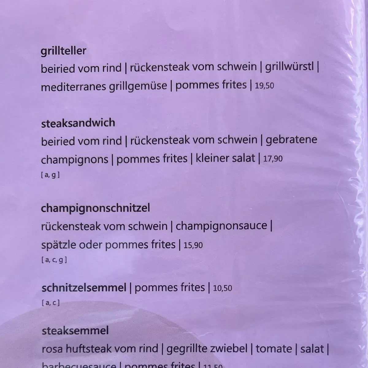 Speisekarte photo 1