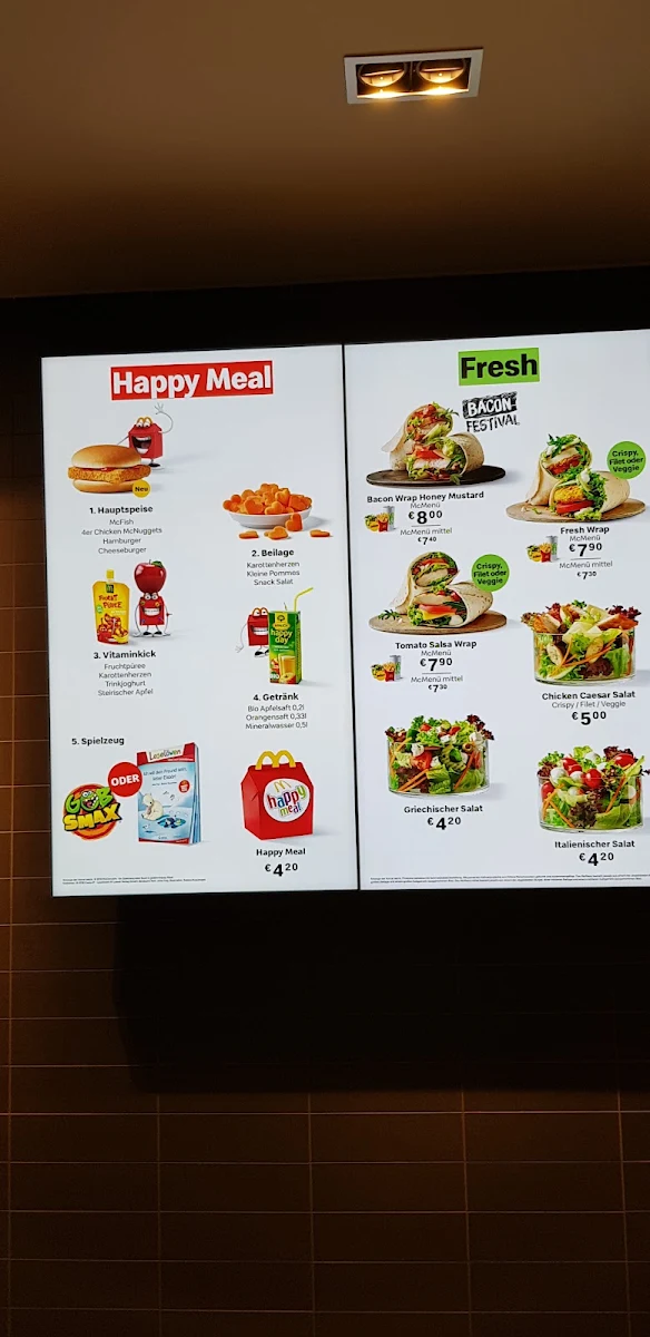 Speisekarte, McDonald's