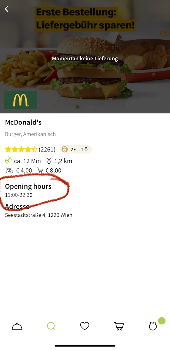 Speisekarte, McDonald's