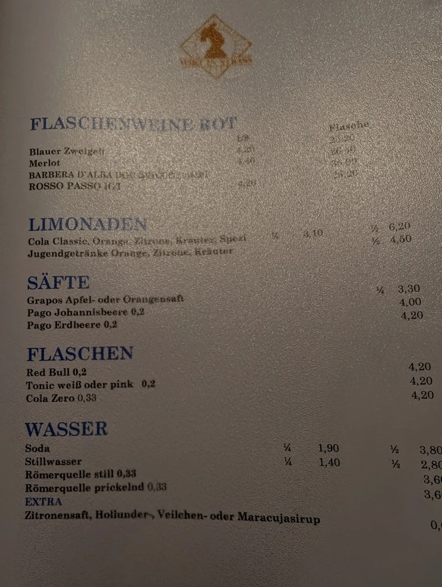 Speisekarte, Gasthaus Wirt in Straß