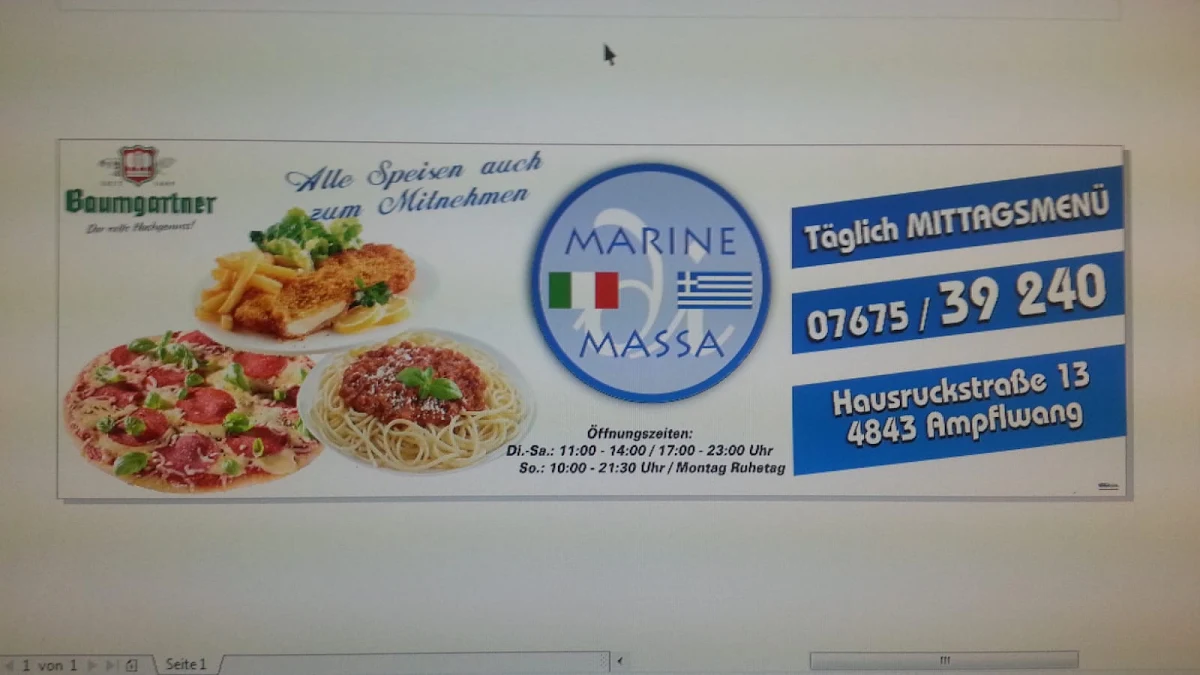 Speisekarte, Pizzaria Marine di Massa Restaurant