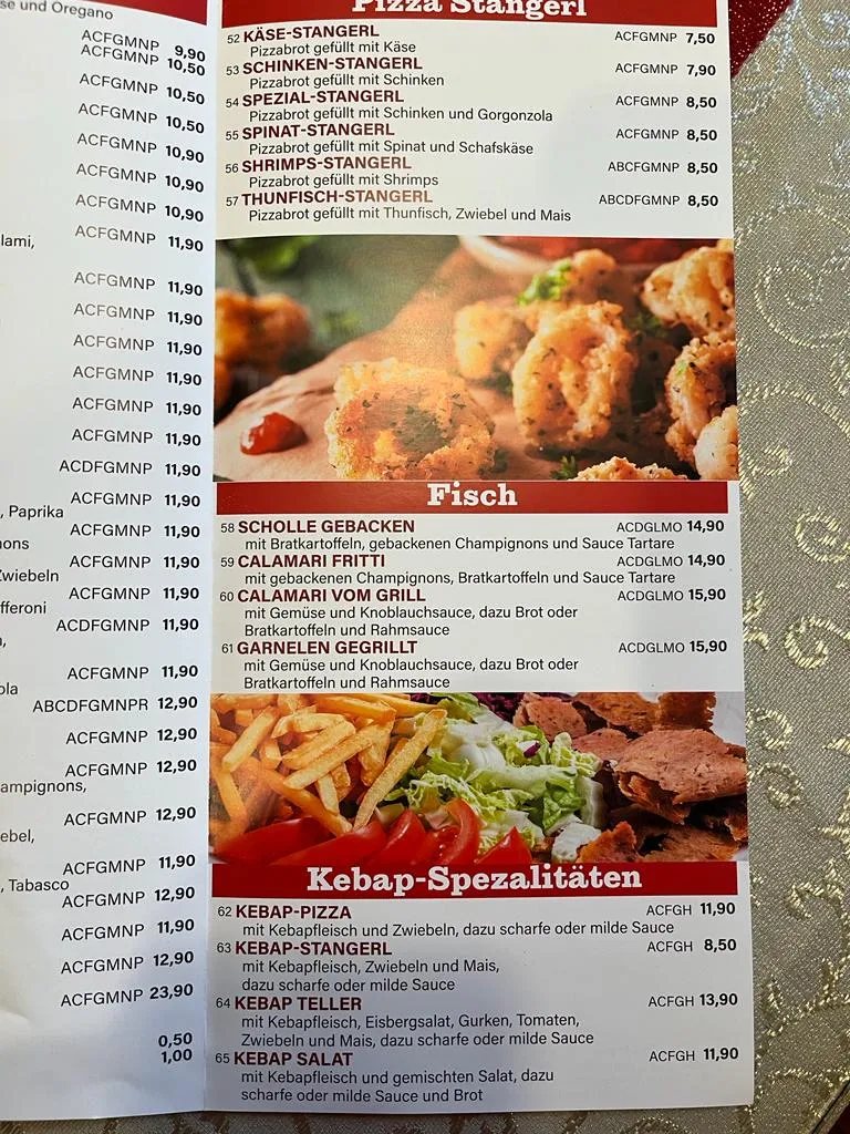 Speisekarte, Kirchenwirt Ligist, Cafe Pizzeria, Zustelldienst