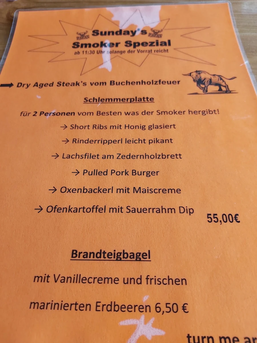 Speisekarte, Papa's Steakhaus