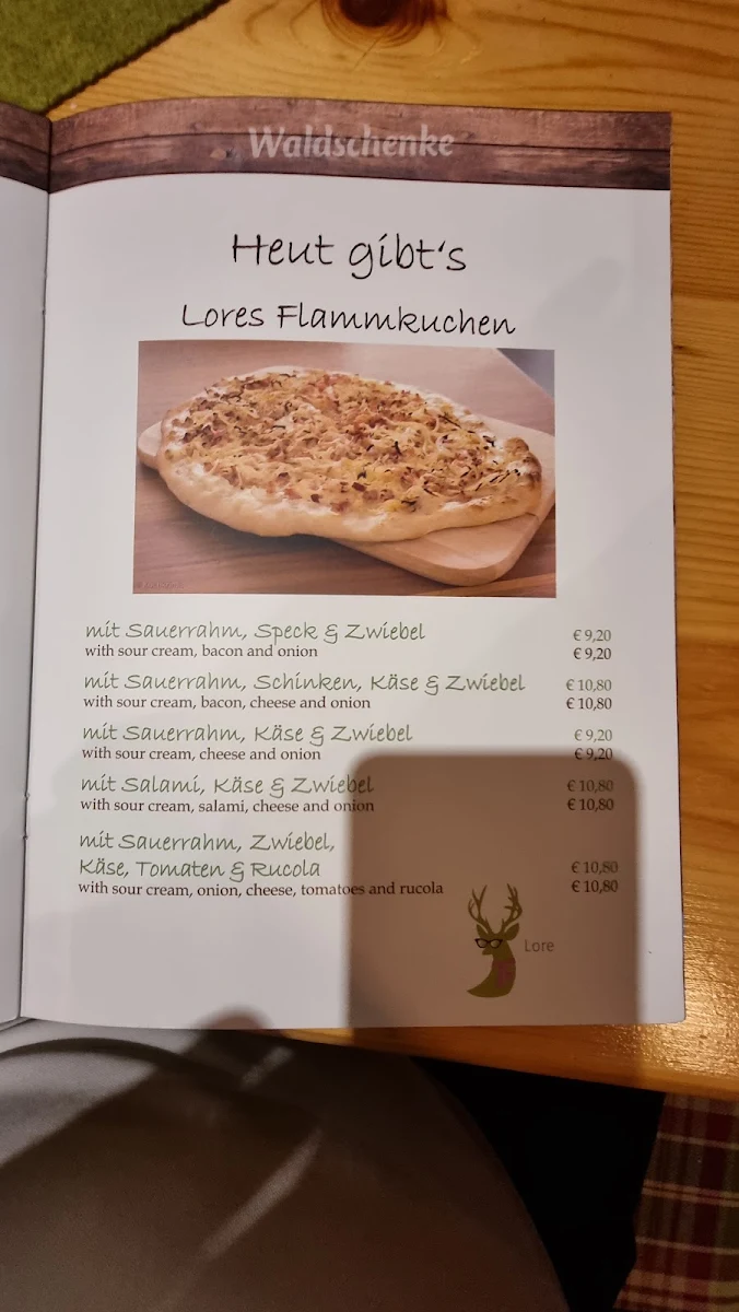Speisekarte, Waldschenke Ramsau