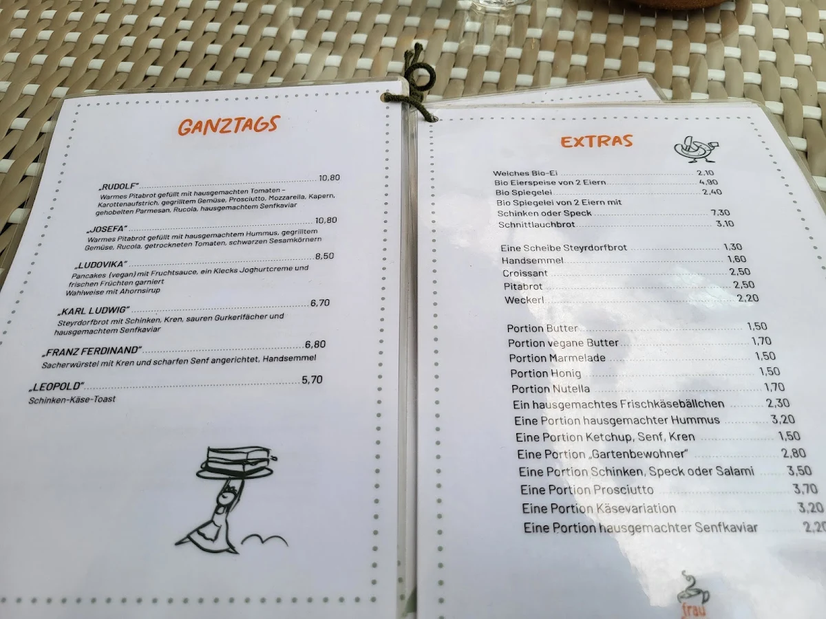 Speisekarte, Cafe Frau Franzi