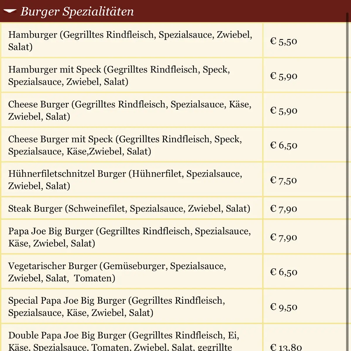 Speisekarte photo 3