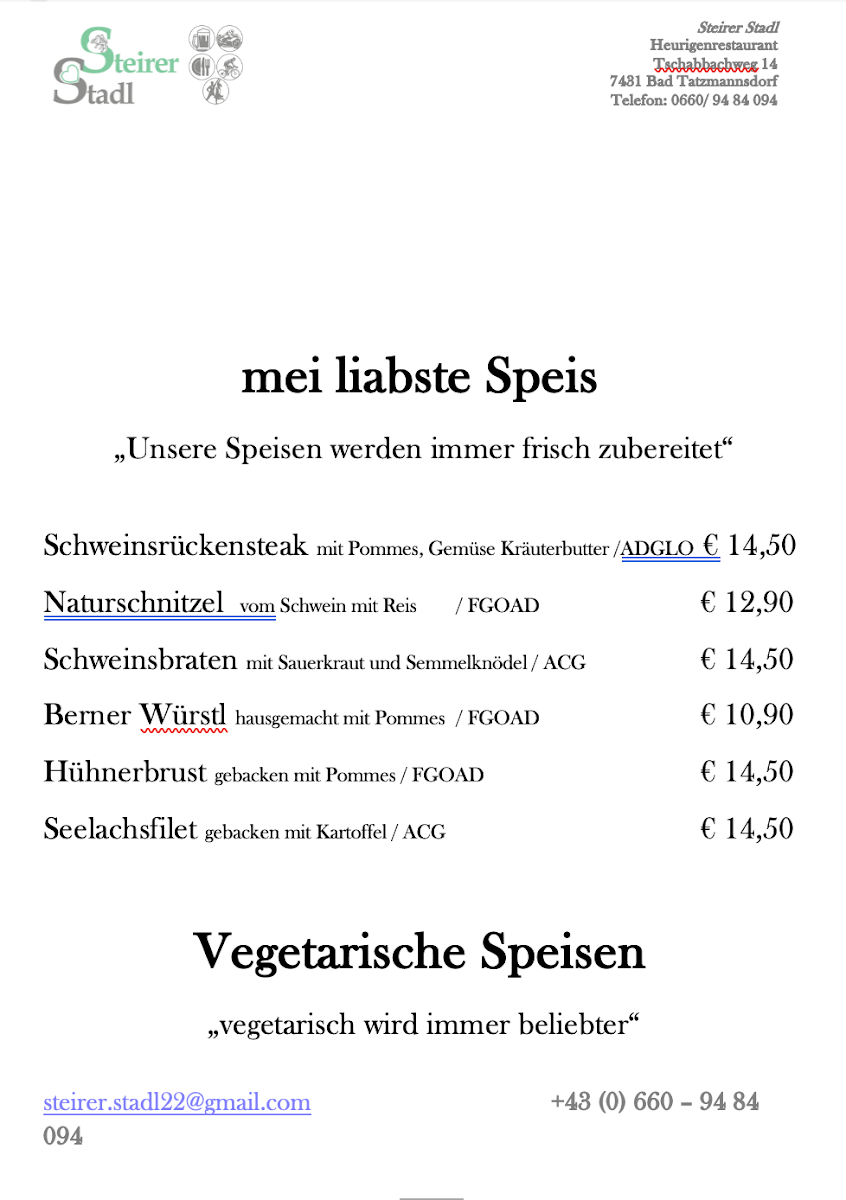 Speisekarte photo 2