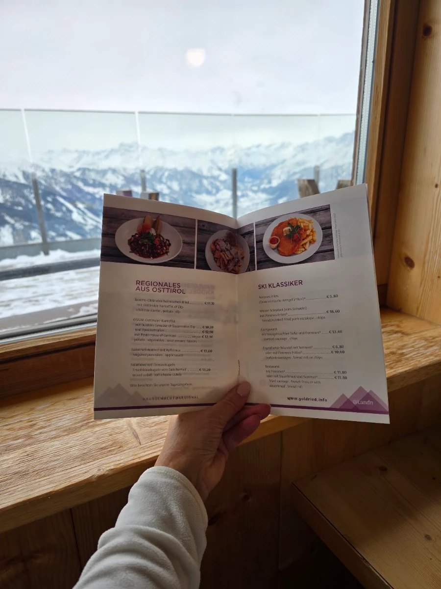 Speisekarte, Goldried Berggasthaus