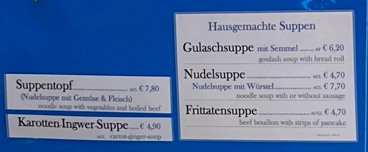 Speisekarte, Goldried Berggasthaus