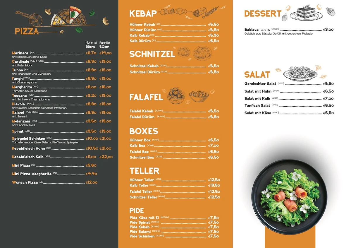 Speisekarte, Kebab Haus