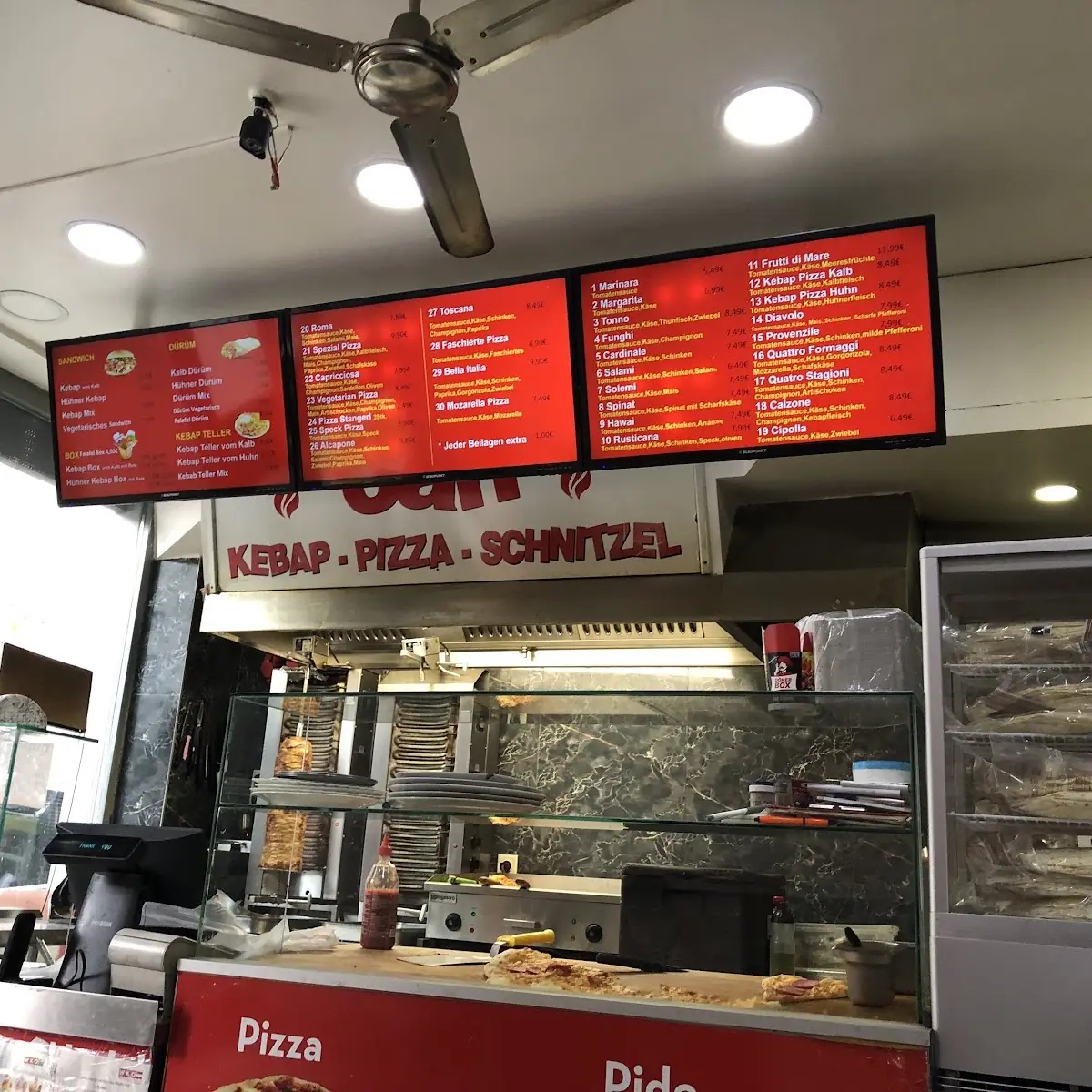 Speisekarte, "Can" - Pizza und Kebap