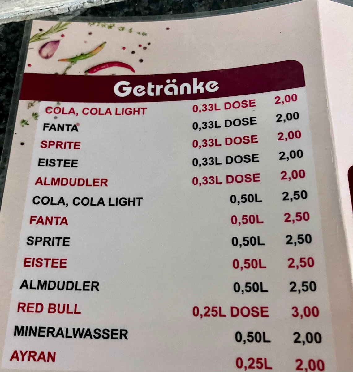 Speisekarte photo 3