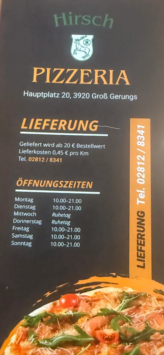Speisekarte, Gasthaus, Hotel und Fleischerei Hirsch GmbH