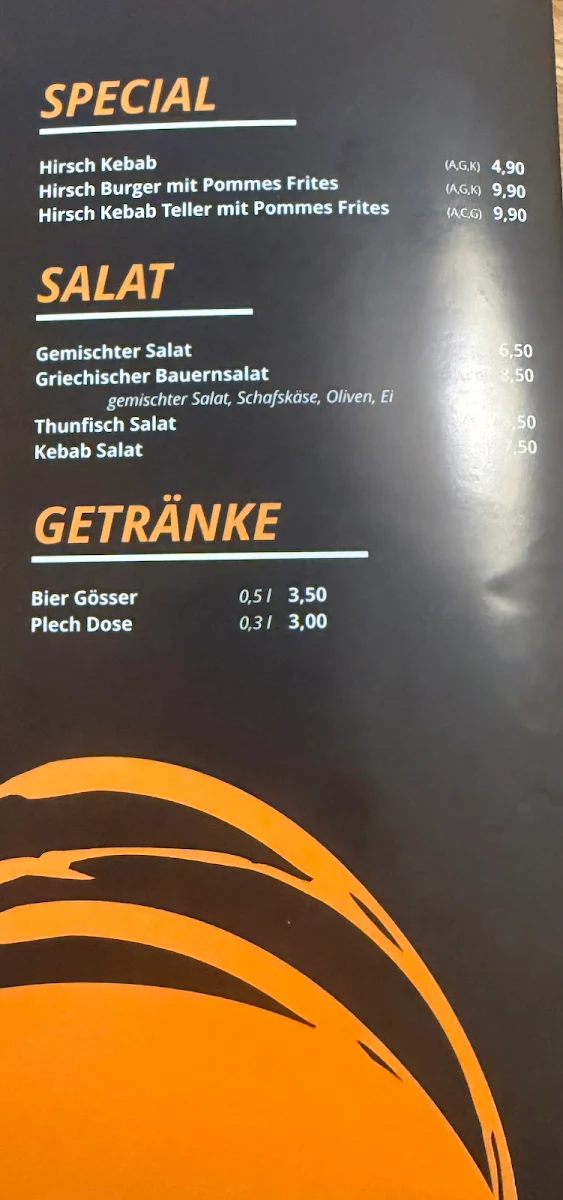Speisekarte, Gasthaus, Hotel und Fleischerei Hirsch GmbH