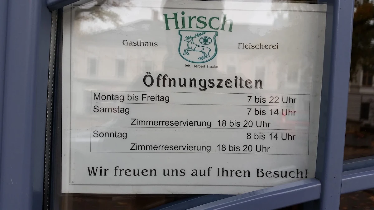Speisekarte, Gasthaus, Hotel und Fleischerei Hirsch GmbH