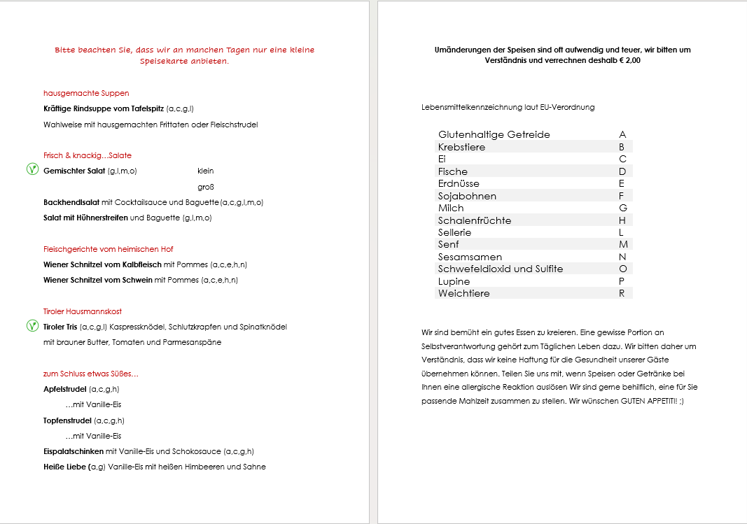 Speisekarte photo 1