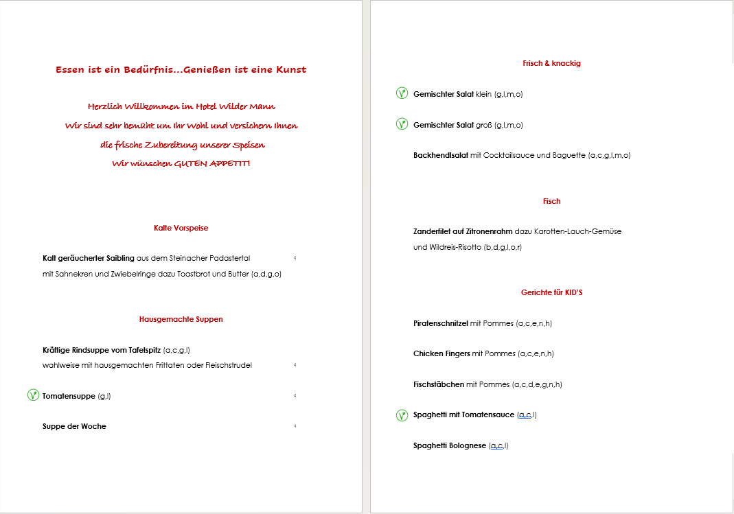 Speisekarte photo 2