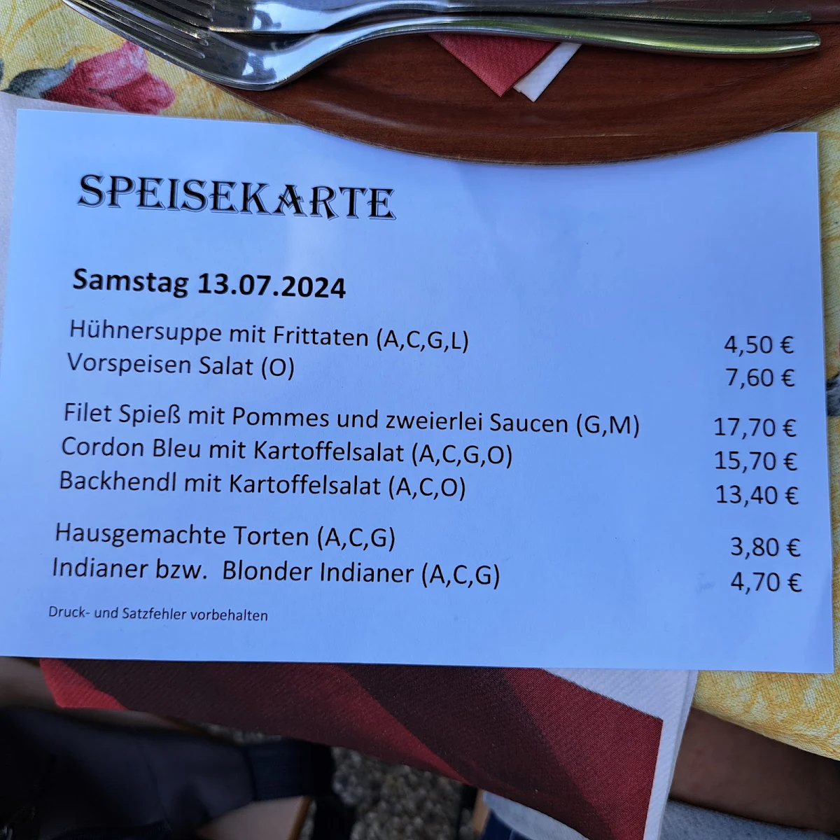 Speisekarte photo 1