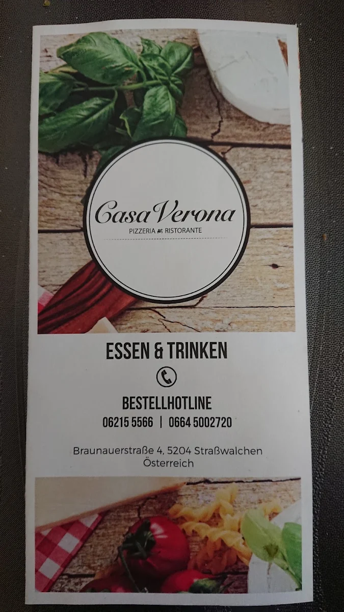 Speisekarte, Pizzeria Casa Verona