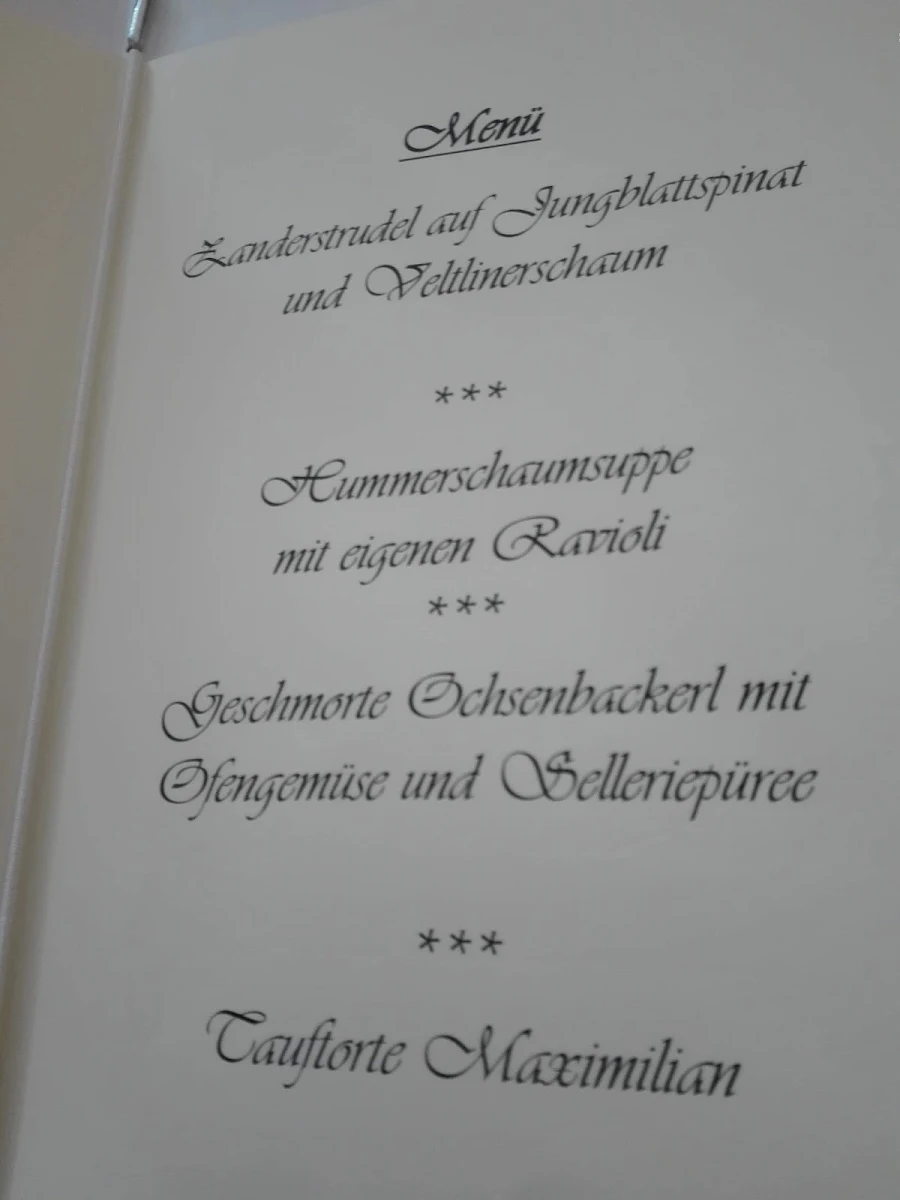 Speisekarte, Huber´s im Fischerwirt