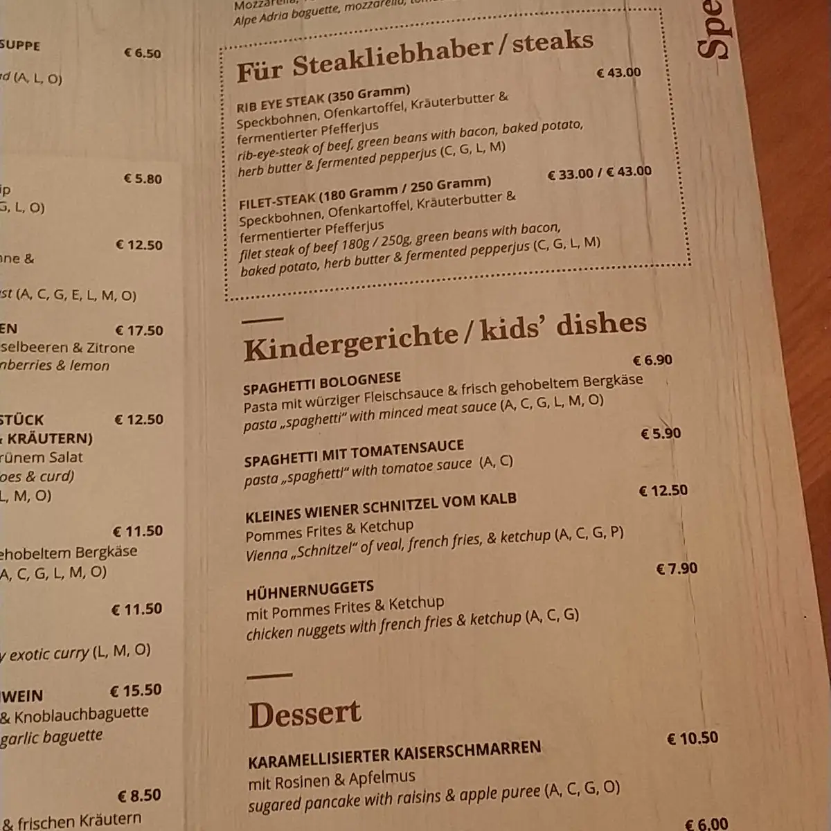 Speisekarte photo 1