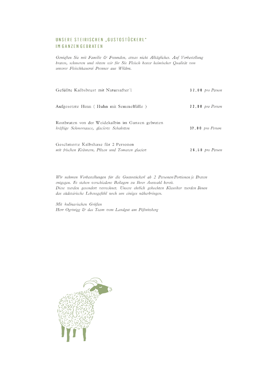 Speisekarte, Kreuzwirt am Pößnitzberg