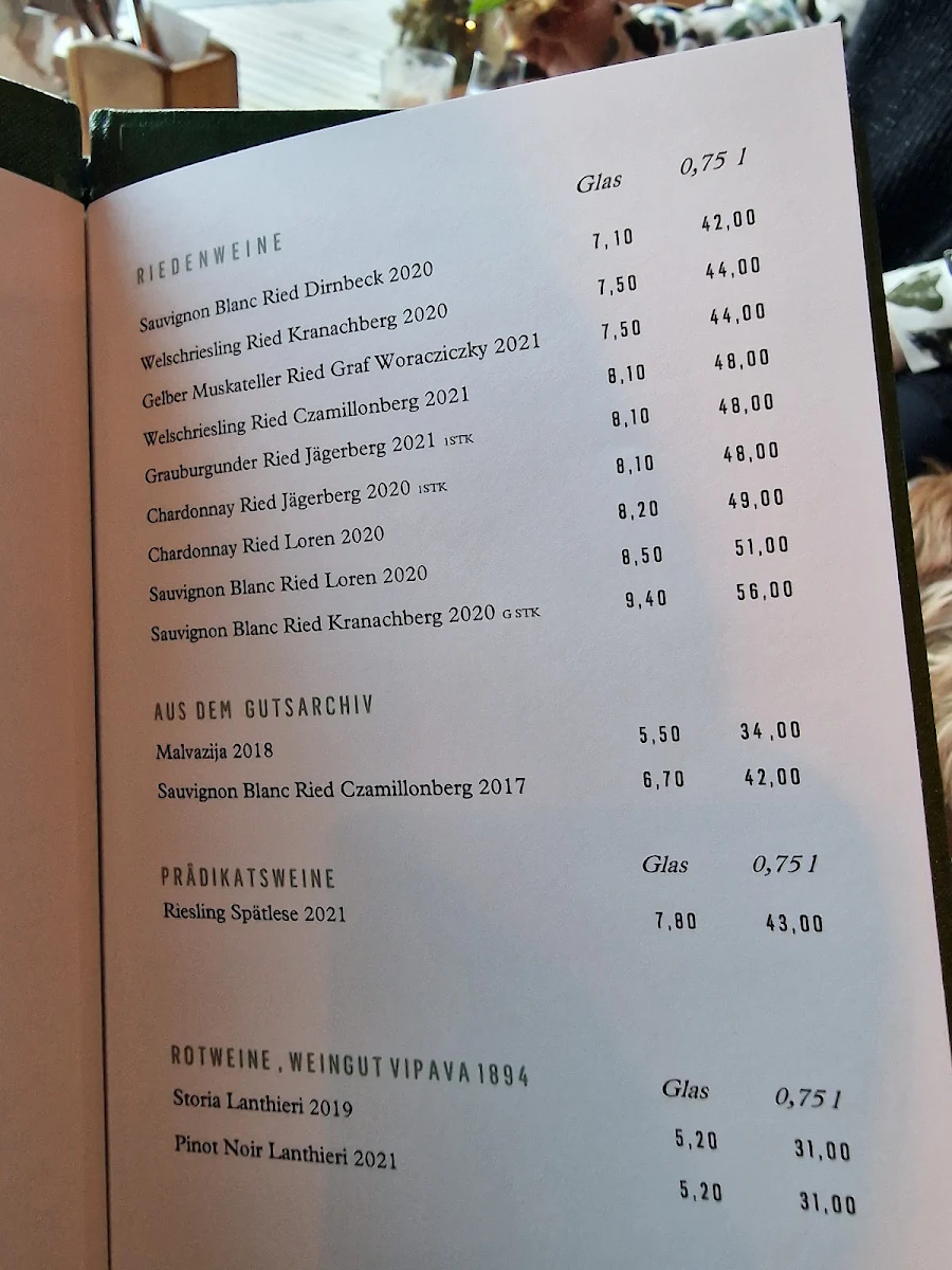 Speisekarte, Kreuzwirt am Pößnitzberg