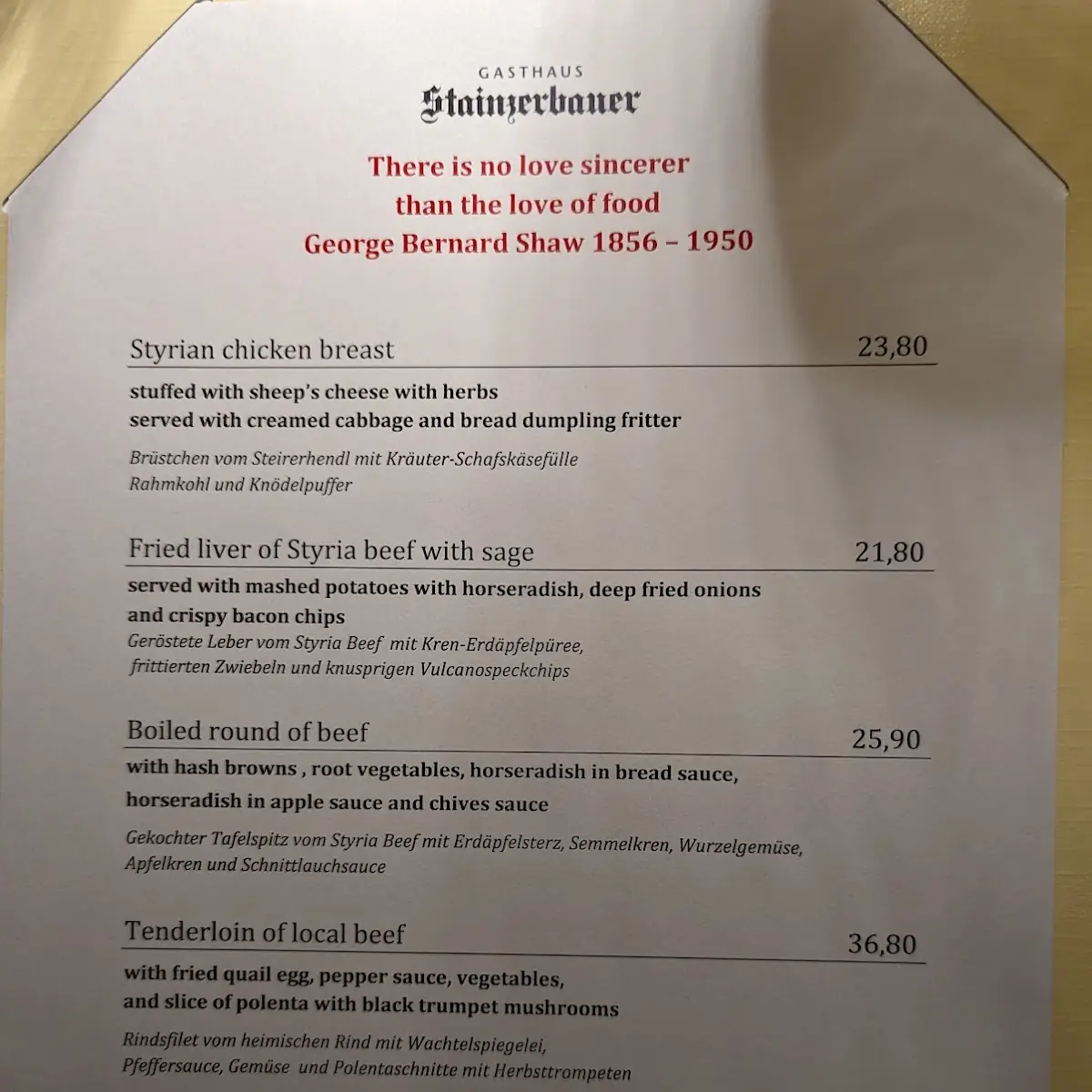 Speisekarte photo 2