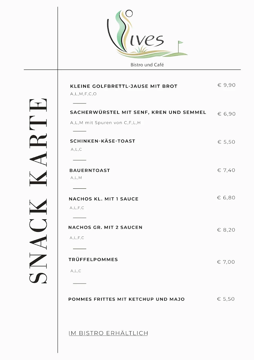 Speisekarte, VIVES - Bistro & Café