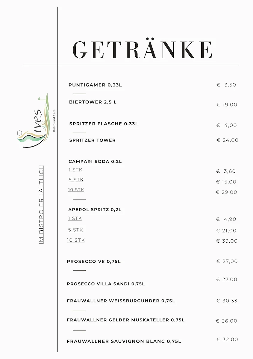 Speisekarte, VIVES - Bistro & Café