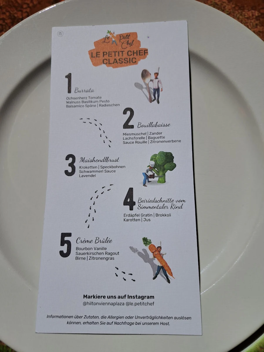 Speisekarte, Le Petit Chef - Wien