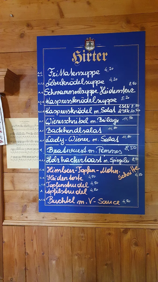 Speisekarte, Halterhütte am Schöckl